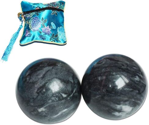 Chinese Marble Natural 3.5 cm Hand Balls Black Gray Health Exercise Stress Balls Baoding Balls Relieve Hand Exercise in Saudi Arabia