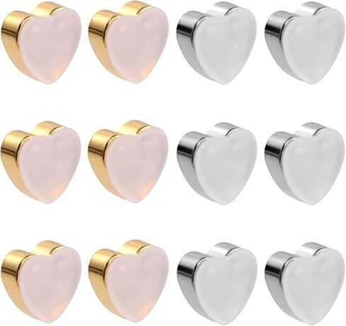 Silicone Flat Earring Backs Gor Studs, Clear Comfort Design, 14K Real Gold Plated Pack of 12 - Heart Shape in Saudi Arabia