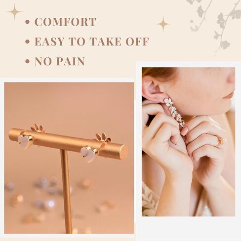 Silicone Flat Earring Backs Gor Studs, Clear Comfort Design, 14K Real Gold Plated Pack of 12 - Heart Shape in Saudi Arabia