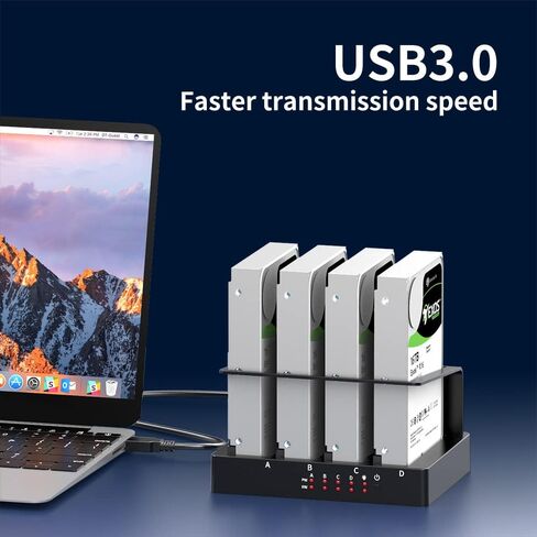 4 Bay SATA to USB3.0 Hard Drive Docking Station for 2.5" & 3.5" SATA HDD / SSD , Maximum 64TB Capacity, Support Hard Drive Reader & Write Functionality - K305BU3S in Kuwait