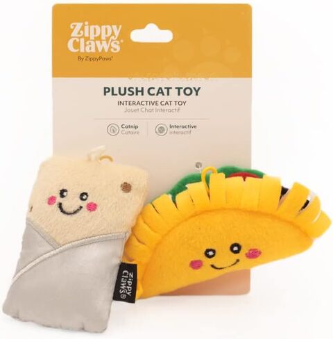 ZippyClaws NomNomz - لعبة تاكو وبوريتو النعناع البري، ألعاب قطط لطيفة للقطط الصغيرة والقطط الداخلية، هدايا لعبة قطيفة مضحكة، ألعاب كيتي صغيرة مبتكرة للقطط التي تشعر بالملل in Saudi Arabia