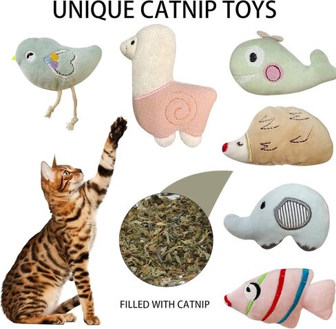 Catnip Toys, 6 Pcs Cute Cat Toys, Soft Plush Catnip Toys for Indoor Cats, Interactive Cat Teething Chew Toy for Cat Kitten Kitty in Saudi Arabia
