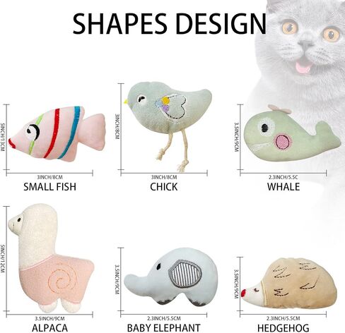 Catnip Toys, 6 Pcs Cute Cat Toys, Soft Plush Catnip Toys for Indoor Cats, Interactive Cat Teething Chew Toy for Cat Kitten Kitty in Saudi Arabia
