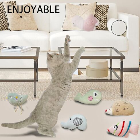 Catnip Toys, 6 Pcs Cute Cat Toys, Soft Plush Catnip Toys for Indoor Cats, Interactive Cat Teething Chew Toy for Cat Kitten Kitty in Saudi Arabia