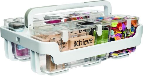 Deflecto Caddy Organizer, Stackable with Three Compartments, White and Clear (29003CR) in Saudi Arabia