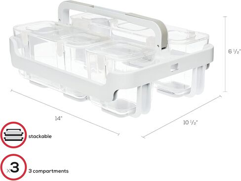 Deflecto Caddy Organizer, Stackable with Three Compartments, White and Clear (29003CR) in Saudi Arabia