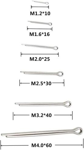 مجموعة متنوعة من دبوس كوتر من الفولاذ المقاوم للصدأ 280 قطعة متري 304 in Kuwait