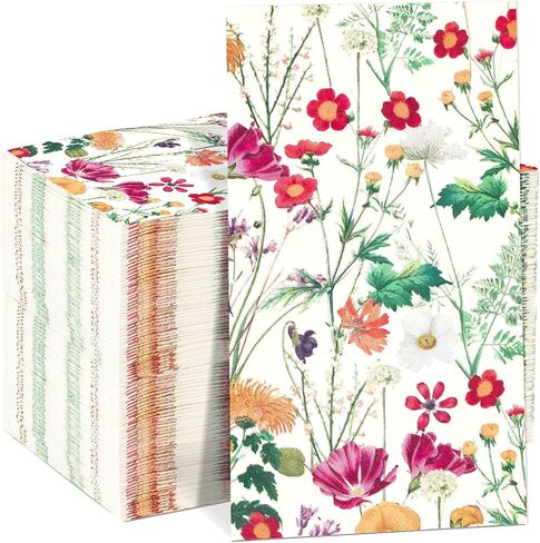 Homlouue 100 Wildflower Napkins, Floral Napkins, Flower Napkins, Watercolor Floral Paper Napkins for Party Picnic Dinner Baby Shower Wedding Spring Summer Fall, Disposable Hand Towels for Bathroom in Saudi Arabia