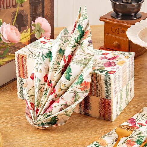 Homlouue 100 Wildflower Napkins, Floral Napkins, Flower Napkins, Watercolor Floral Paper Napkins for Party Picnic Dinner Baby Shower Wedding Spring Summer Fall, Disposable Hand Towels for Bathroom in Saudi Arabia