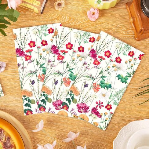 Homlouue 100 Wildflower Napkins, Floral Napkins, Flower Napkins, Watercolor Floral Paper Napkins for Party Picnic Dinner Baby Shower Wedding Spring Summer Fall, Disposable Hand Towels for Bathroom in Saudi Arabia