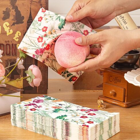 Homlouue 100 Wildflower Napkins, Floral Napkins, Flower Napkins, Watercolor Floral Paper Napkins for Party Picnic Dinner Baby Shower Wedding Spring Summer Fall, Disposable Hand Towels for Bathroom in Saudi Arabia