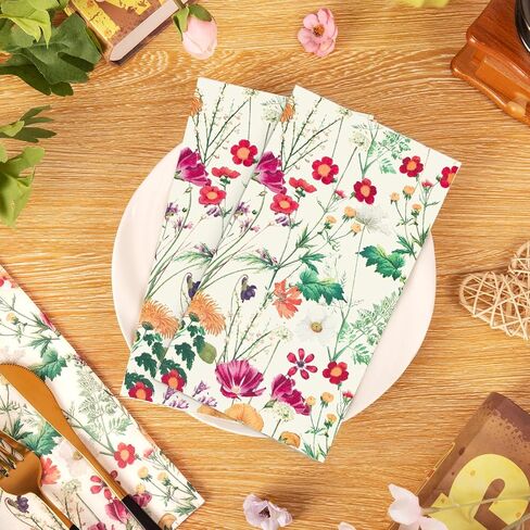 Homlouue 100 Wildflower Napkins, Floral Napkins, Flower Napkins, Watercolor Floral Paper Napkins for Party Picnic Dinner Baby Shower Wedding Spring Summer Fall, Disposable Hand Towels for Bathroom in Saudi Arabia