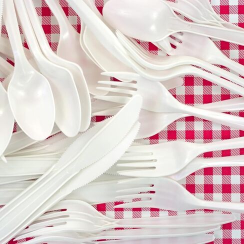 Blue sky White Tea Spoons - 50 Count Premium Disposable Plastic Spoons | Elegant, Lightweight & Eco-friendly - Perfect for Tea Parties, Events & Everyday Use in Saudi Arabia