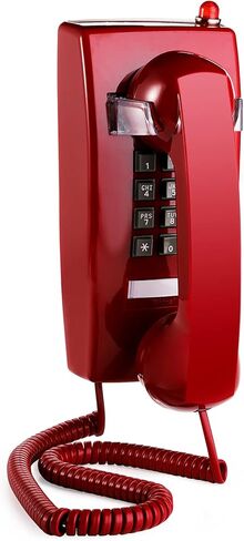 هاتف حائط Yopay Old Style Retro Wall Phone، هاتف أرضي سلكي مبتكر مع التحكم في مستوى صوت الهاتف للمنزل والفندق والحمام وغرفة المعيشة والمدرسة والمكتب، أحمر in Kuwait