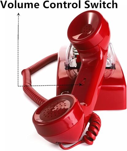 هاتف حائط Yopay Old Style Retro Wall Phone، هاتف أرضي سلكي مبتكر مع التحكم في مستوى صوت الهاتف للمنزل والفندق والحمام وغرفة المعيشة والمدرسة والمكتب، أحمر in Kuwait