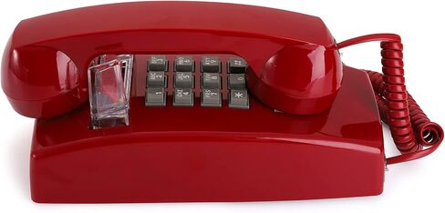 هاتف حائط Yopay Old Style Retro Wall Phone، هاتف أرضي سلكي مبتكر مع التحكم في مستوى صوت الهاتف للمنزل والفندق والحمام وغرفة المعيشة والمدرسة والمكتب، أحمر in Kuwait