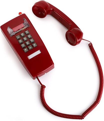 هاتف حائط Yopay Old Style Retro Wall Phone، هاتف أرضي سلكي مبتكر مع التحكم في مستوى صوت الهاتف للمنزل والفندق والحمام وغرفة المعيشة والمدرسة والمكتب، أحمر in Kuwait