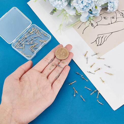 PH PandaHall 60pcs Eye Pin Nail Pendant, Pearl Cup Eye Pin Half Diamond Bead Brass Cup Eye Nail, Nail Pendant Small Cup Pearl Nail for Necklace Bracelet Earrings Jewelry Making, Golden/Silver in Saudi Arabia