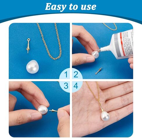 PH PandaHall 60pcs Eye Pin Nail Pendant, Pearl Cup Eye Pin Half Diamond Bead Brass Cup Eye Nail, Nail Pendant Small Cup Pearl Nail for Necklace Bracelet Earrings Jewelry Making, Golden/Silver in Saudi Arabia