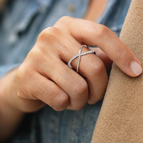 14K Gold Plated Rings,Criss Cross Ring Cubic Zirconia Simulated Diamond Ring for women Adjustable Hypoallergenic Open Rings 925 Sterling Silver Ring for Mother's Day Gifts in Saudi Arabia