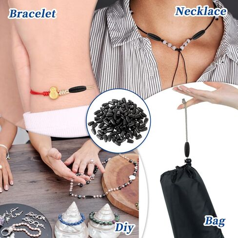 50 Sets Breakaway Clasps for Necklaces, Plastic Breakaway Safety Clasps, Plastic Bead Barrel Connectors for Lanyard Necklaces Bracelets DIY Jewelry Making(Black) in Saudi Arabia