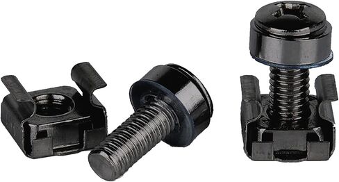 صواميل قفص تثبيت على حامل مقاس M6 × 16 مم، ومسامير وغسالات لخزانة الخادم المثبتة على الحامل، ومسامير تثبيت على حامل أسود وصواميل إدراج مربعة، من الفولاذ الكربوني، 50 مجموعة تشتمل على روابط كبل ذاتية القفل in Kuwait