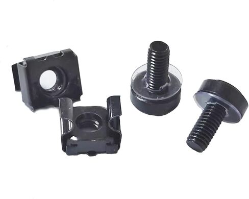 صواميل قفص تثبيت على حامل مقاس M6 × 16 مم، ومسامير وغسالات لخزانة الخادم المثبتة على الحامل، ومسامير تثبيت على حامل أسود وصواميل إدراج مربعة، من الفولاذ الكربوني، 50 مجموعة تشتمل على روابط كبل ذاتية القفل in Kuwait