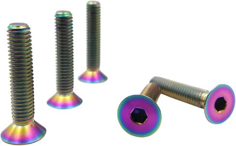RISON Titanium Ti Bolts M5x15mm Titanium Countersunk Hex Socket Cap Bolt Rainbow Flat Head Hex Socket Cap Screw Bolt Pack of 5 in Kuwait
