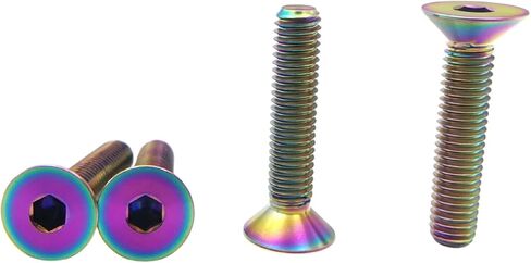 RISON Titanium Ti Bolts M5x15mm Titanium Countersunk Hex Socket Cap Bolt Rainbow Flat Head Hex Socket Cap Screw Bolt Pack of 5 in Kuwait