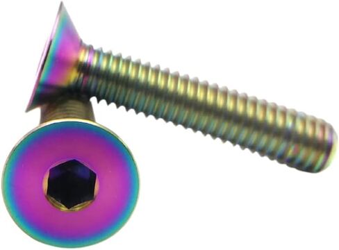 RISON Titanium Ti Bolts M5x15mm Titanium Countersunk Hex Socket Cap Bolt Rainbow Flat Head Hex Socket Cap Screw Bolt Pack of 5 in Kuwait