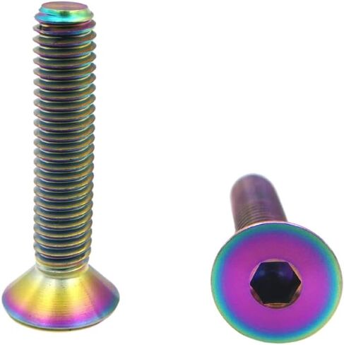 RISON Titanium Ti Bolts M5x15mm Titanium Countersunk Hex Socket Cap Bolt Rainbow Flat Head Hex Socket Cap Screw Bolt Pack of 5 in Kuwait
