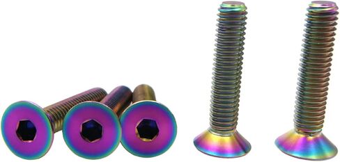 RISON Titanium Ti Bolts M5x15mm Titanium Countersunk Hex Socket Cap Bolt Rainbow Flat Head Hex Socket Cap Screw Bolt Pack of 5 in Kuwait