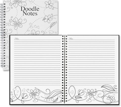 House of Doolittle Notebook, Doodle Flower Black & White, 7 x 9 (HOD78190) in Saudi Arabia