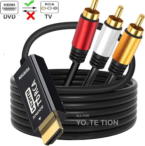 HDMI إلى كابل RCA 25FT مع IC، HDMI ذكر إلى 3-RCA كابل AV محول مكون الصوت والفيديو 1080P كابل للتلفزيون HDTV DVD in Kuwait