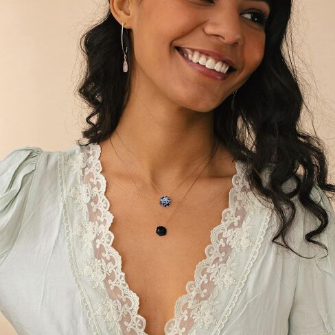 SoulKu Sacred Geometry Necklace, Crystal Pendant Necklace for Women, Jewelry with Healing Gemstone, 16" Nylon Cord with 2" Sterling Silver Extender (Snowflake, Wisdom) in Saudi Arabia