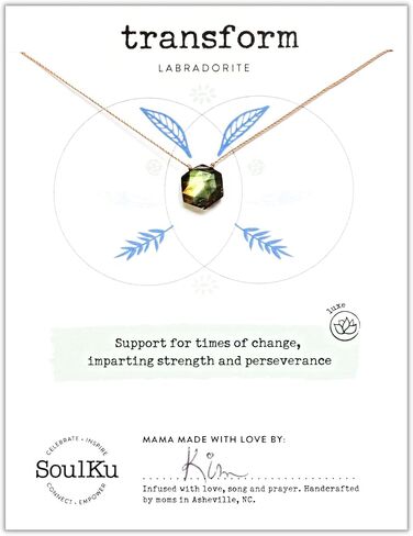 قلادة الهندسة المقدسة من SoulKu، قلادة كريستال للنساء، مجوهرات مع أحجار كريمة علاجية، سلك نايلون 40.64 سم مع موسع من الفضة الإسترلينية 2 بوصة (ندفة الثلج، الحكمة) in Kuwait