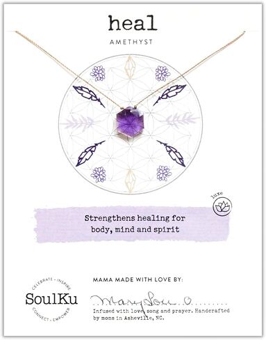 SoulKu Sacred Geometry Necklace, Crystal Pendant Necklace for Women, Jewelry with Healing Gemstone, 16" Nylon Cord with 2" Sterling Silver Extender (Snowflake, Wisdom) in Saudi Arabia