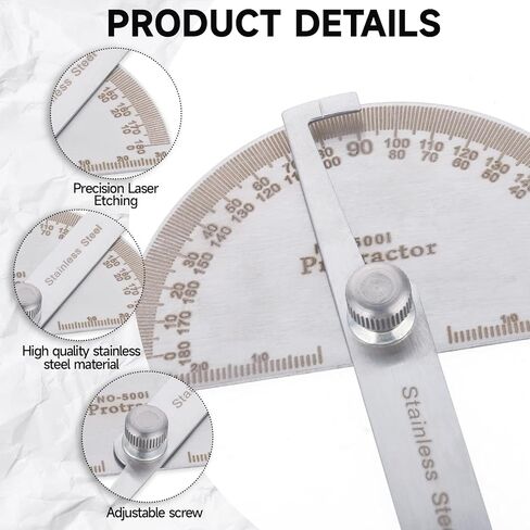Large Protractor Angle Protractor 180 Degrees Two Arm Ruler Angle Finder Ruler Stainless Steel Protractor Woodworking Ruler Angle Measure Tool Craftsman Measuring Tools 30 cm/ 11.8 Inch in Saudi Arabia