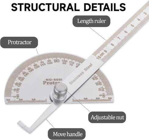 Large Protractor Angle Protractor 180 Degrees Two Arm Ruler Angle Finder Ruler Stainless Steel Protractor Woodworking Ruler Angle Measure Tool Craftsman Measuring Tools 30 cm/ 11.8 Inch in Saudi Arabia