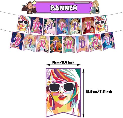 Tayler Singer Birthday Party Supplies, Popular Singer Party Supplies Tableware Set Include 1 Banner, 1 Tablecloth, 20pcs Plates and 20 Napkins for Fans Kids Adults Birthday Party Decorations in Kuwait