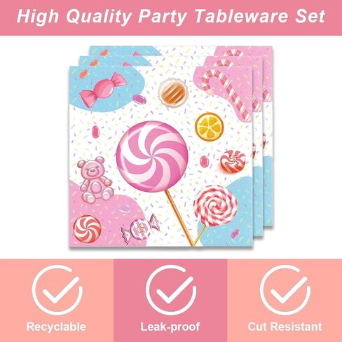 40pcs Candie Birthday Party Supplies Disposable Paper Plates Napkins for candie Girl Party Birthday Decorations, Serve 20, aa in Saudi Arabia