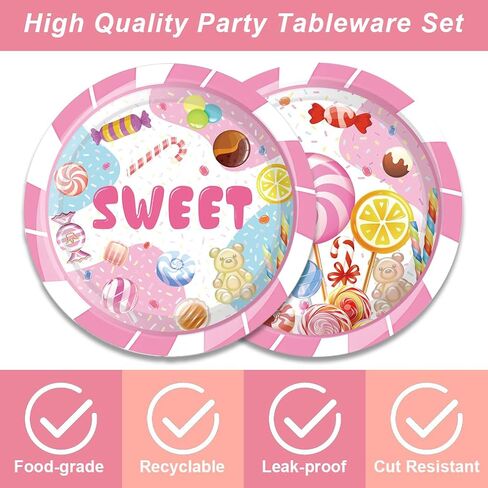 40pcs Candie Birthday Party Supplies Disposable Paper Plates Napkins for candie Girl Party Birthday Decorations, Serve 20, aa in Saudi Arabia