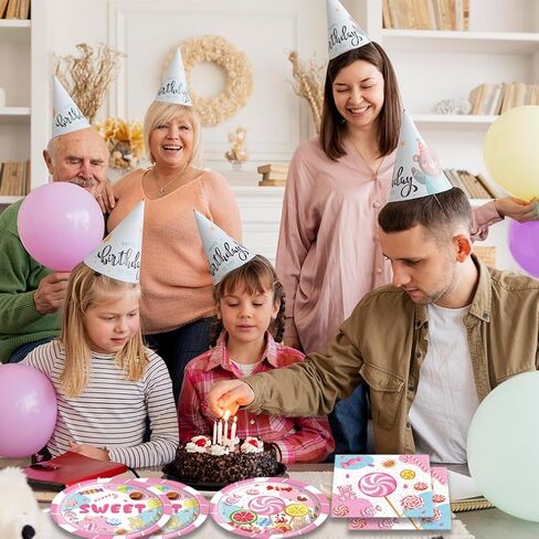 40pcs Candie Birthday Party Supplies Disposable Paper Plates Napkins for candie Girl Party Birthday Decorations, Serve 20, aa in Saudi Arabia