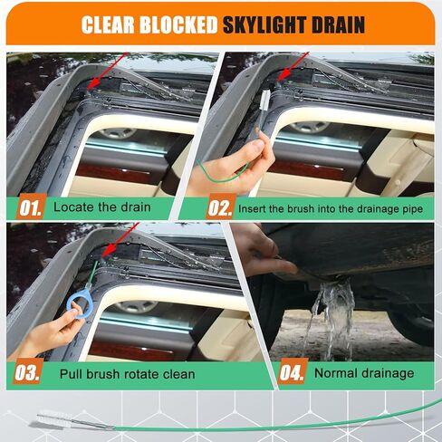 أداة تنظيف فتحة سقف أوتوماتيكية مطورة مقاس 118 بوصة، فرشاة أنبوب تصريف رفيعة ومرنة، أداة تنظيف الأنابيب الطويلة لفتحة سقف السيارة، فتحة تصريف ممسحة الزجاج الأمامي in Kuwait