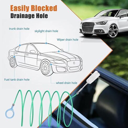 أداة تنظيف فتحة سقف أوتوماتيكية مطورة مقاس 118 بوصة، فرشاة أنبوب تصريف رفيعة ومرنة، أداة تنظيف الأنابيب الطويلة لفتحة سقف السيارة، فتحة تصريف ممسحة الزجاج الأمامي in Kuwait
