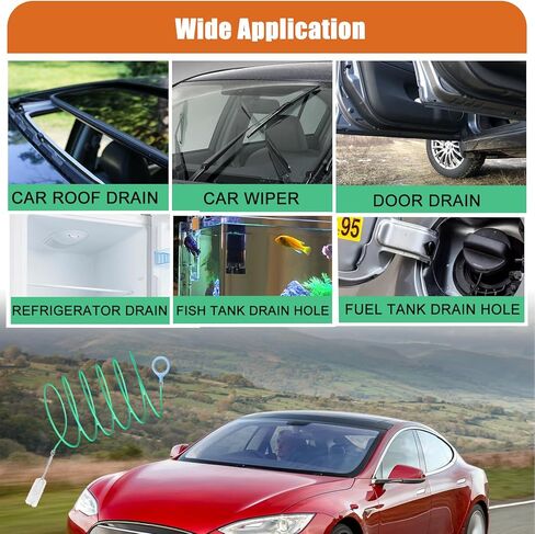 أداة تنظيف فتحة سقف أوتوماتيكية مطورة مقاس 118 بوصة، فرشاة أنبوب تصريف رفيعة ومرنة، أداة تنظيف الأنابيب الطويلة لفتحة سقف السيارة، فتحة تصريف ممسحة الزجاج الأمامي in Kuwait