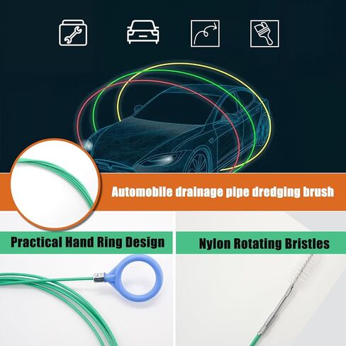 أداة تنظيف فتحة سقف أوتوماتيكية مطورة مقاس 118 بوصة، فرشاة أنبوب تصريف رفيعة ومرنة، أداة تنظيف الأنابيب الطويلة لفتحة سقف السيارة، فتحة تصريف ممسحة الزجاج الأمامي in Kuwait