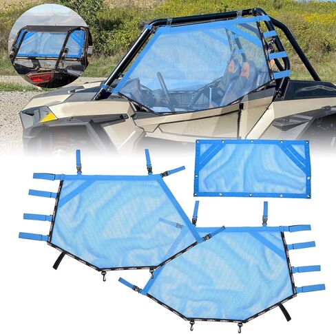 2 Seater Side Rear Mesh Window Shade Net Fit for Polaris RZR 570 800 800S 900 1000 XP Turbo 2015 2016 2017 2018 2019 Soft Roll Cage Sunshade Mesh Net (Blue) in Saudi Arabia