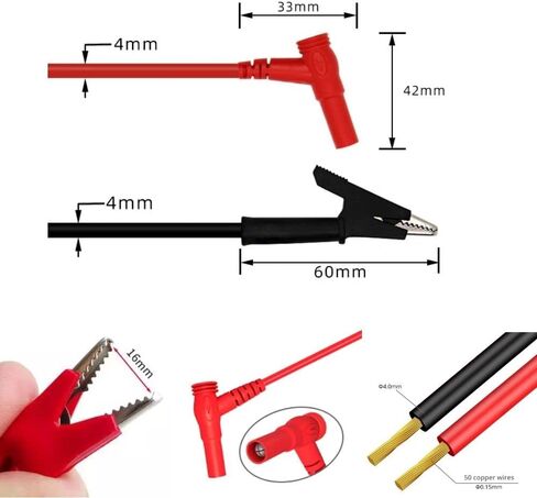 Multimeter Alligator Clips Leads,3.5ft Banana Plug to Alligator Clip Test Lead,4mm Test Lead Probe Suitable for Most of Digital Multimeter in Saudi Arabia