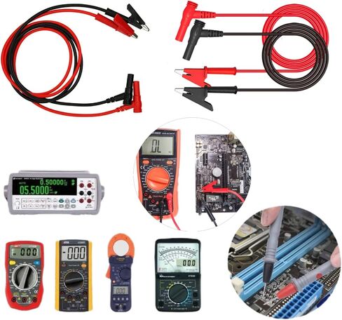 Multimeter Alligator Clips Leads,3.5ft Banana Plug to Alligator Clip Test Lead,4mm Test Lead Probe Suitable for Most of Digital Multimeter in Saudi Arabia